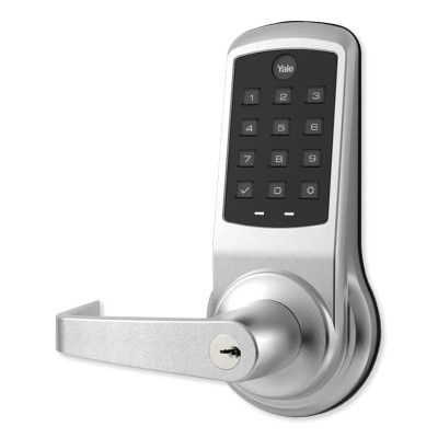 Yale nexTouch Cylindrical Z-Wave Plus v2 Pushbutton Lock, Augusta Lever, Satin Chrome